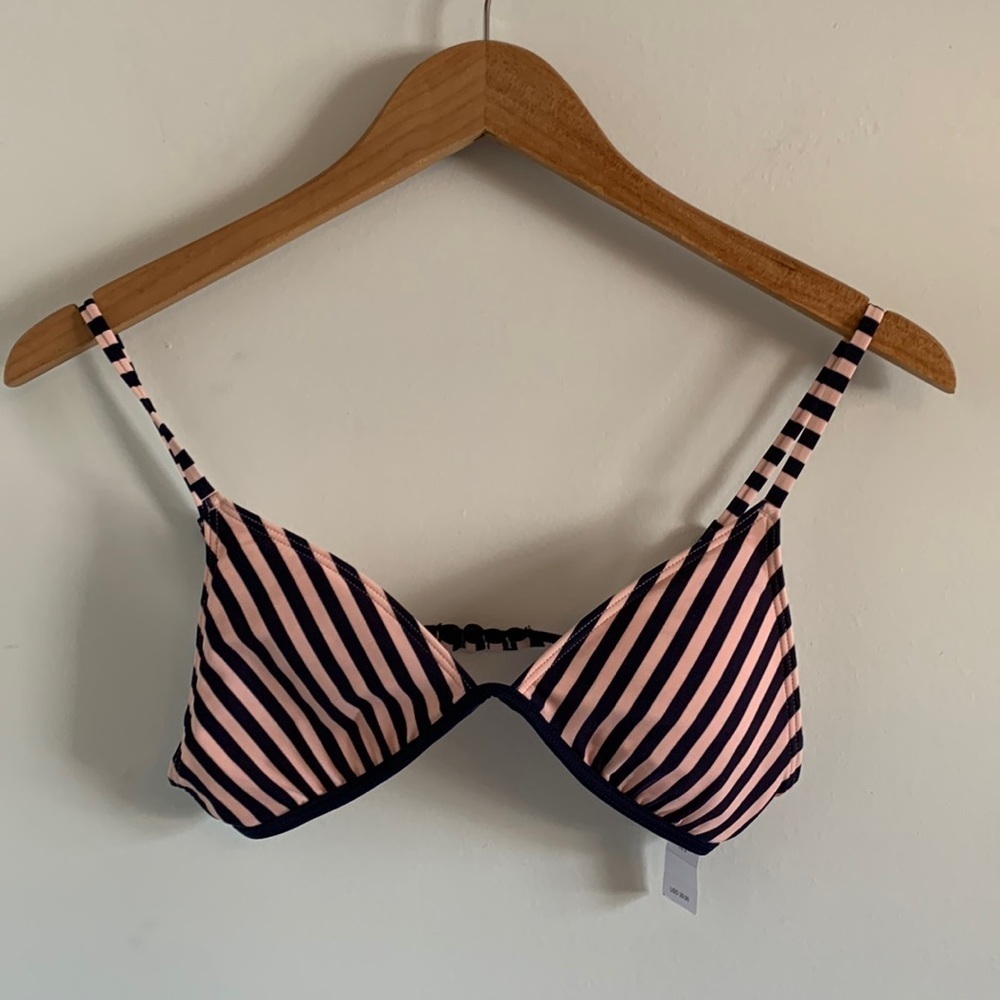 Aerie Navy & Pink Striped Bikini Top